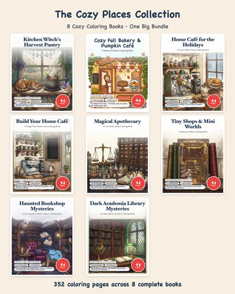 The Cozy Places Collection printable coloring book