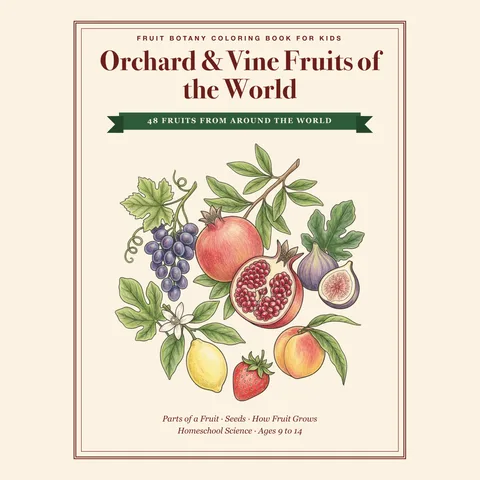 Orchard & Vine — Fruits of the World printable coloring book