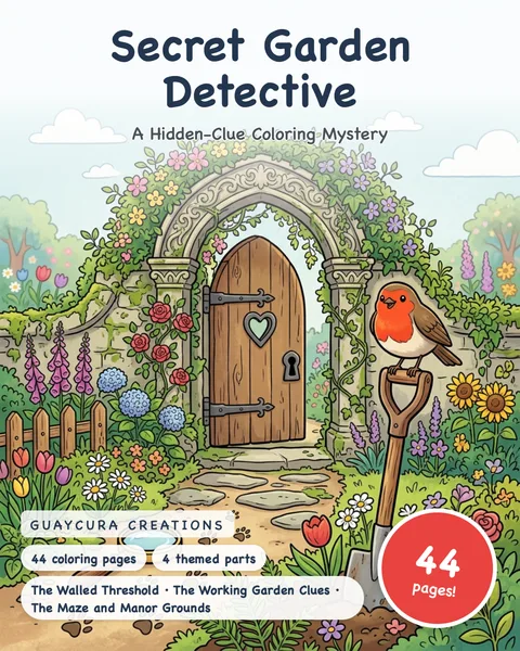 Secret Garden Detective printable coloring book