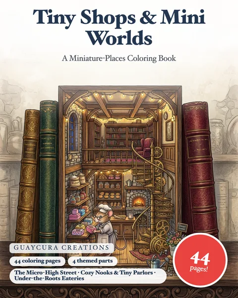 Tiny Shops & Mini Worlds printable coloring book