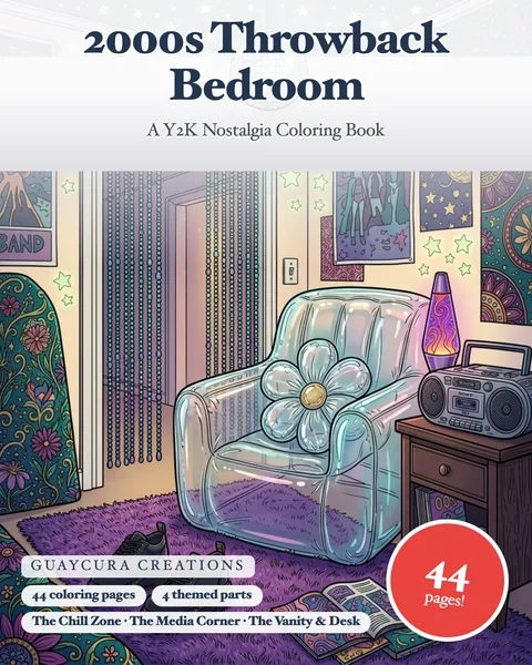 2000s Throwback Bedroom printable coloring book