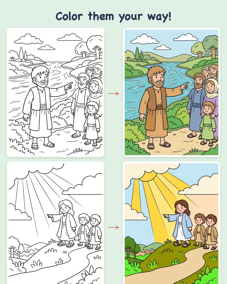 Joshua, the Judges, and Ruth — colored examples