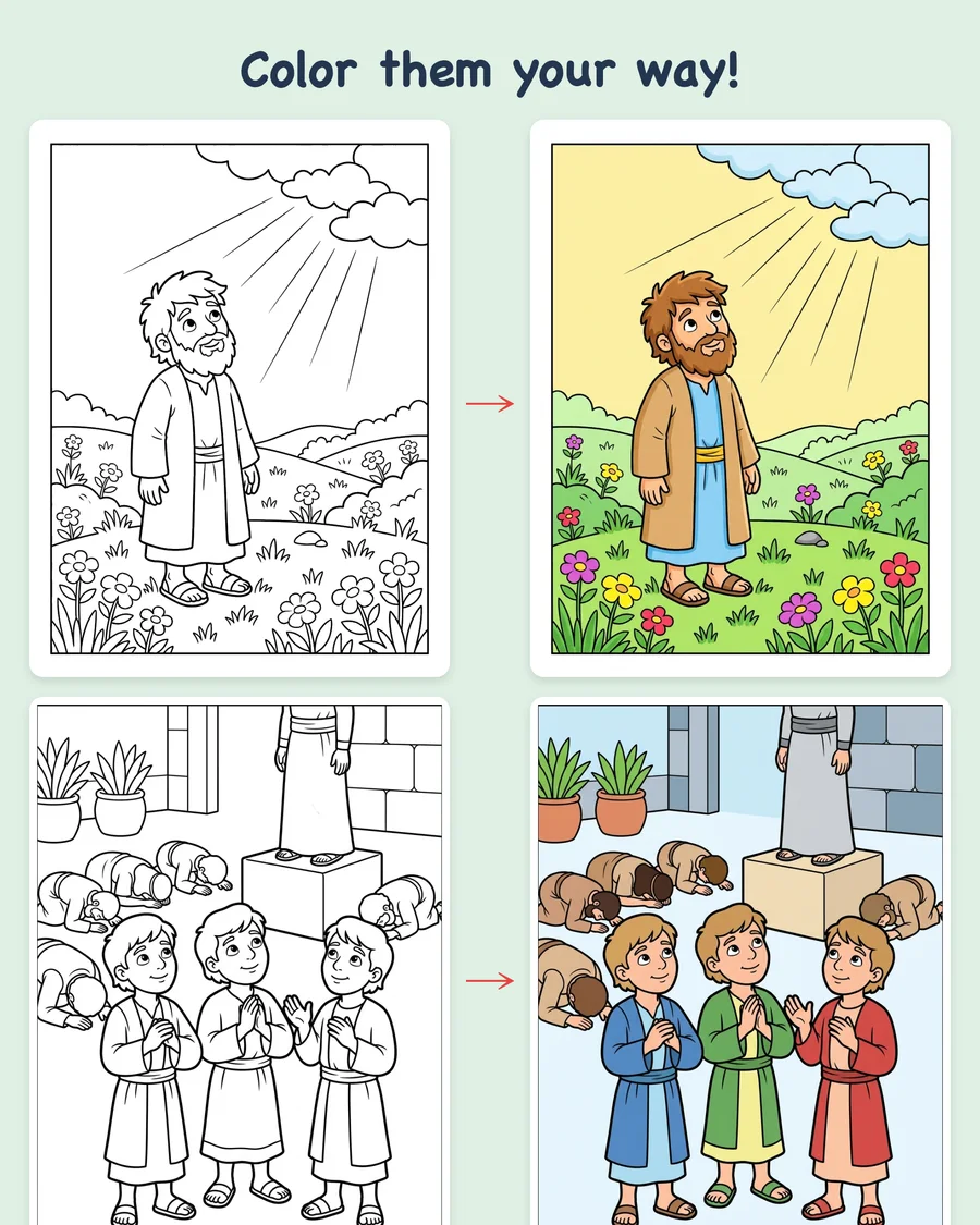 Jonah, Daniel, Esther, and the Return Home — colored examples