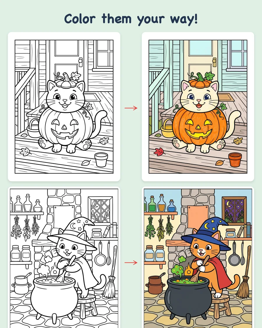 Boo Kitties — colored examples