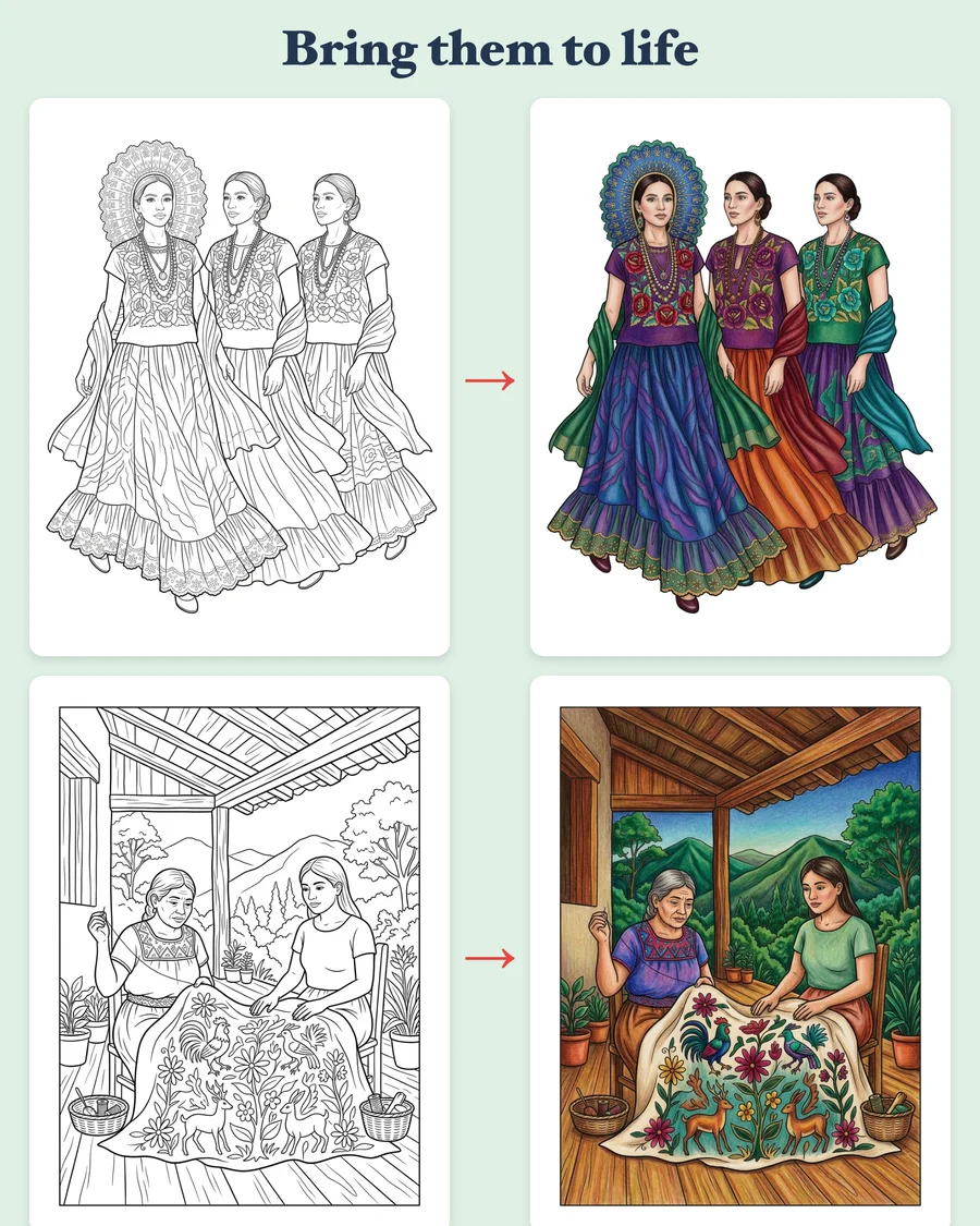 Hilos de Tradición — colored examples