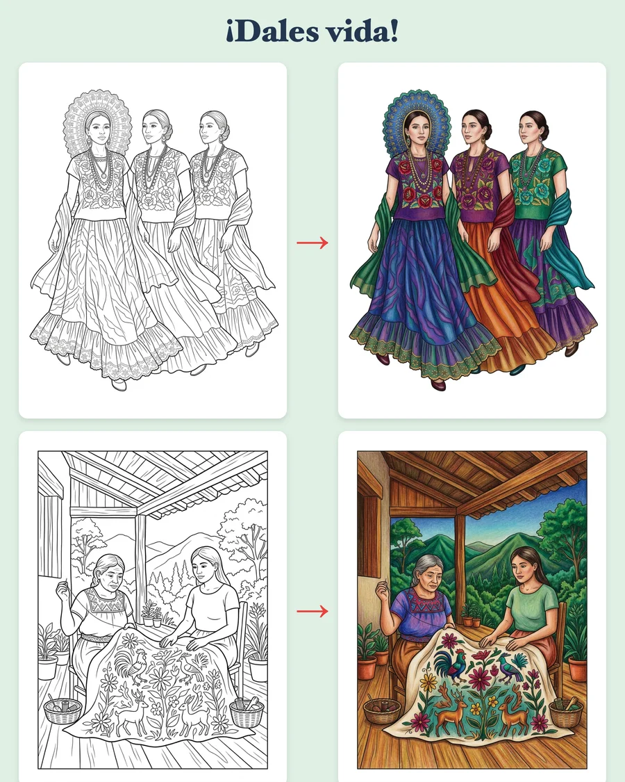 Hilos de Tradición — colored examples