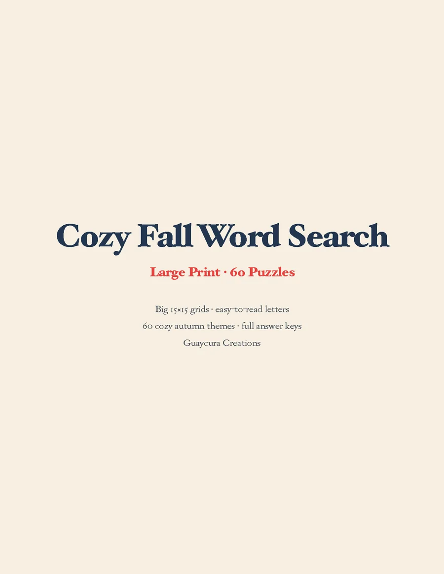 Cozy Fall Word Search — Large Print — cover main