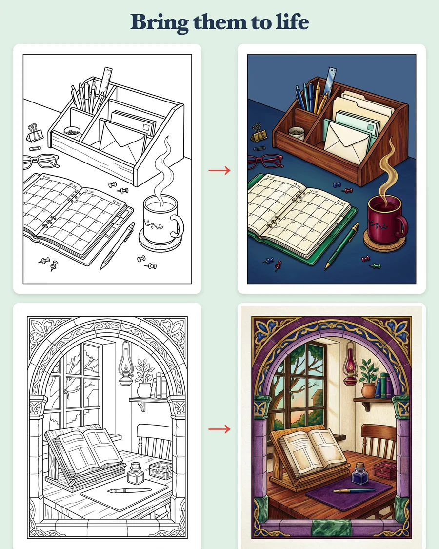 Cozy Study Nooks — colored examples