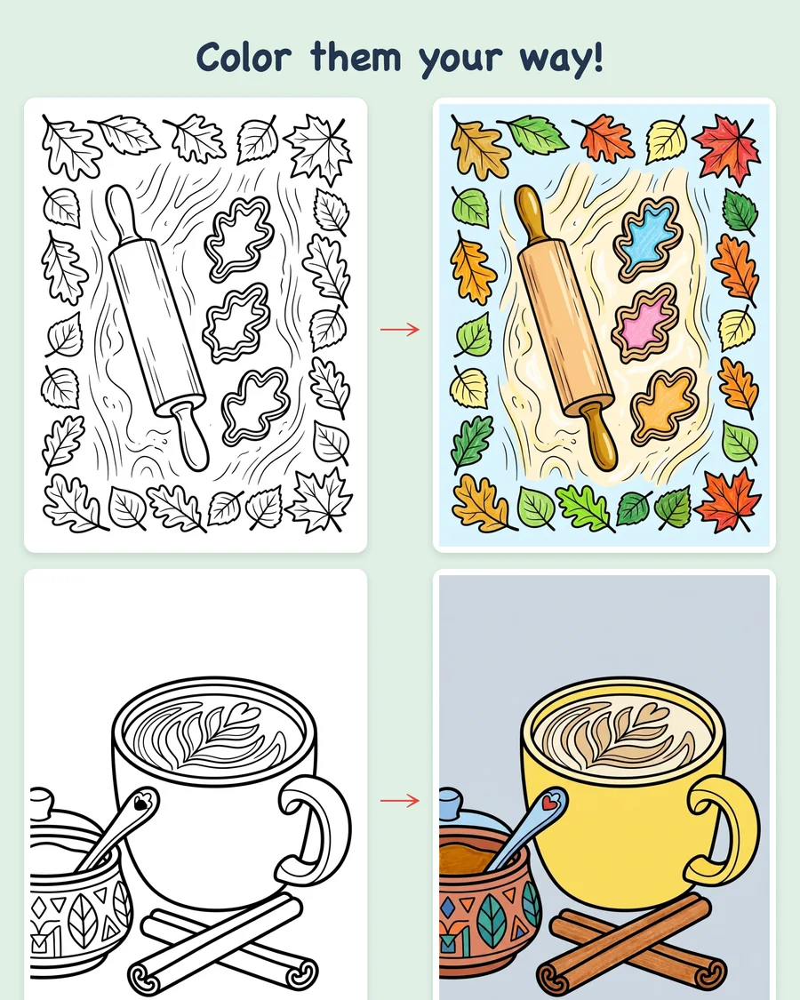 Cozy Fall Bakery & Pumpkin Café — colored examples