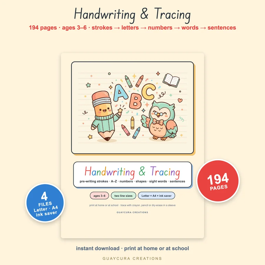 Handwriting & Tracing Pack — etsy 01 hero