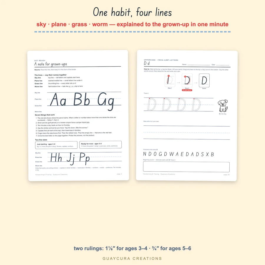 Handwriting & Tracing Pack — etsy 02 lines