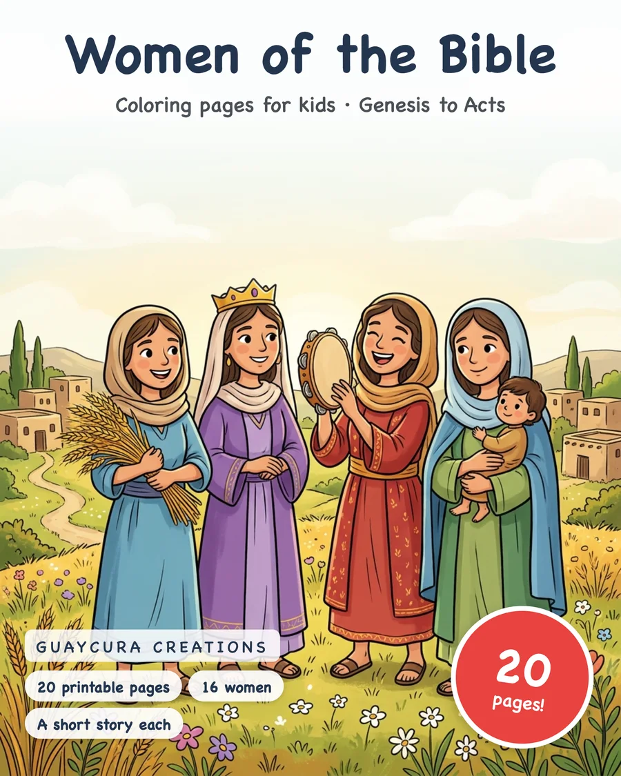 Women of the Bible Coloring Pages for Kids, 16 Bible Women, Ruth Esther Mary, Sunday School Printable, Bible Story Activity PDF — etsy 01 cover